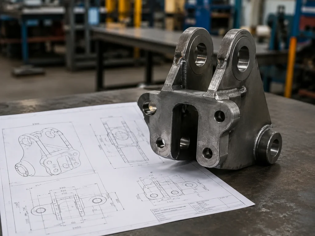 Pieza metálica fabricada según plano y muestra para aplicación industrial.