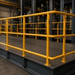 Plataforma metálica de mantenimiento para acceso seguro a equipos en planta industrial