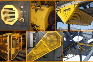 Ejemplos de placas y protecciones industriales, guardas y cubiertas para seguridad y compatibilización de montajes